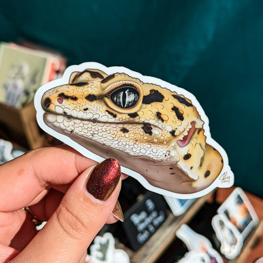 “Stevie” Leopard Gecko Pet Portrait OG Art Vinyl Sticker