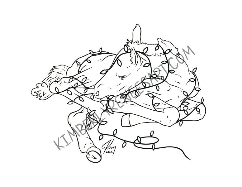 Christmas Foals Digital Coloring Pages