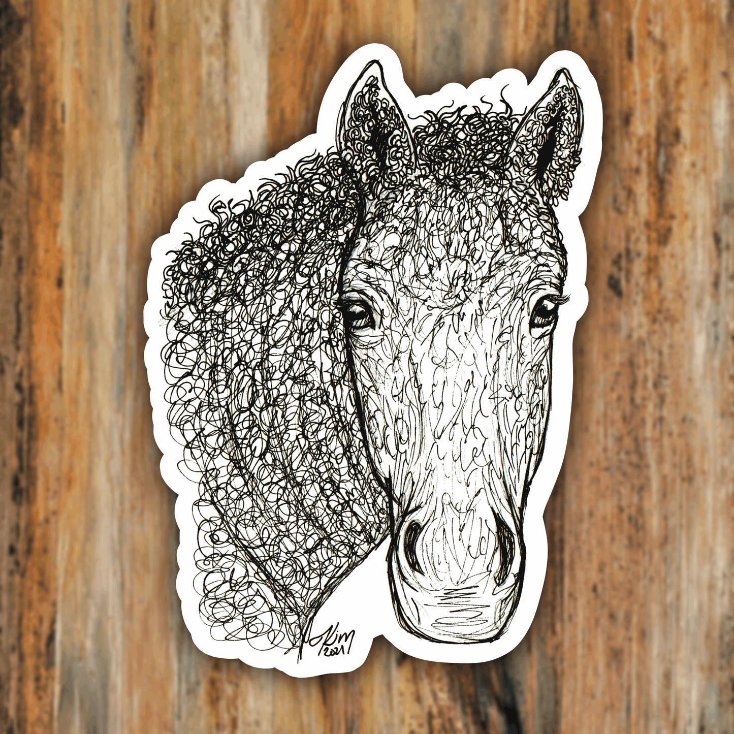 Bashkir Curly Horse Vinyl Sticker