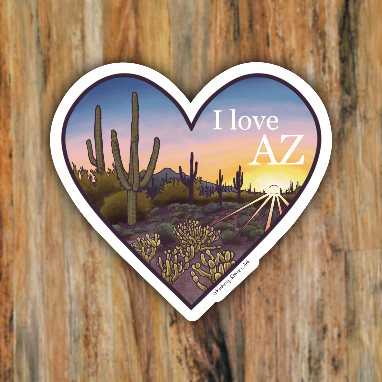 I Love AZ Heart Shaped OG Art Nature Vinyl Sticker