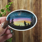 Sunset Silhouette Nature Oval Vinyl Sticker