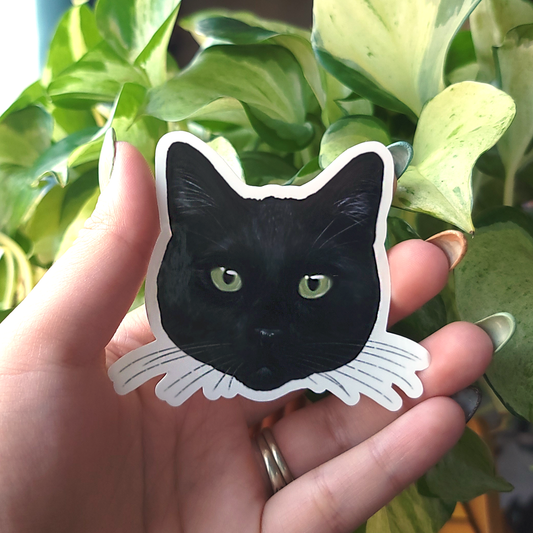 Pet Portrait "Coal" Black Cat Vinyl Sticker