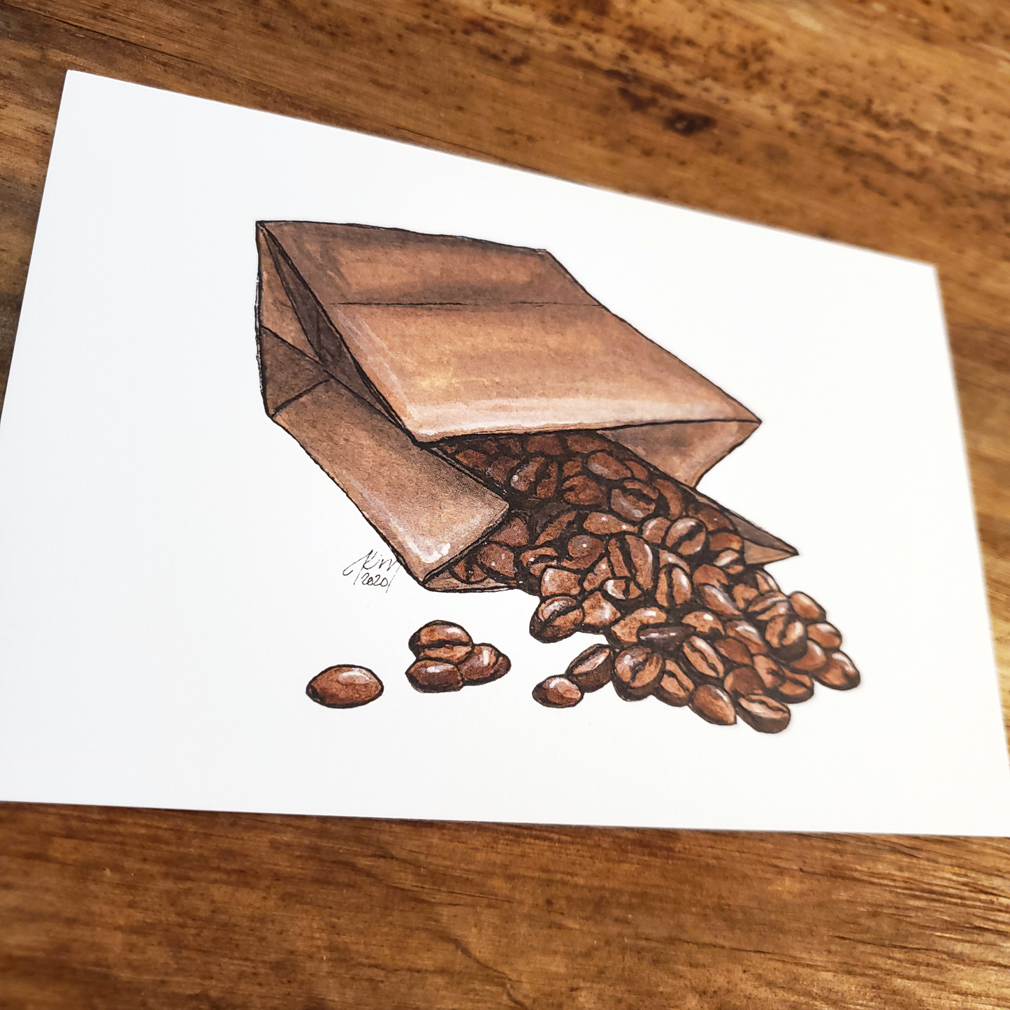 Gouache Coffee Series: Coffee Beans Print