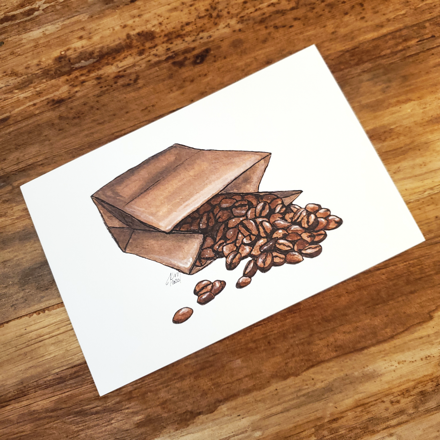 Gouache Coffee Series: Coffee Beans Print