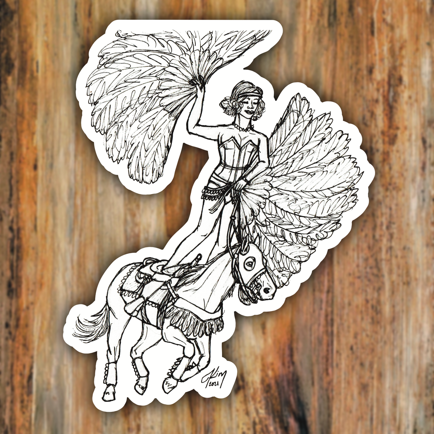 Fan Dancer Trick Riding Horse Vinyl Sticker