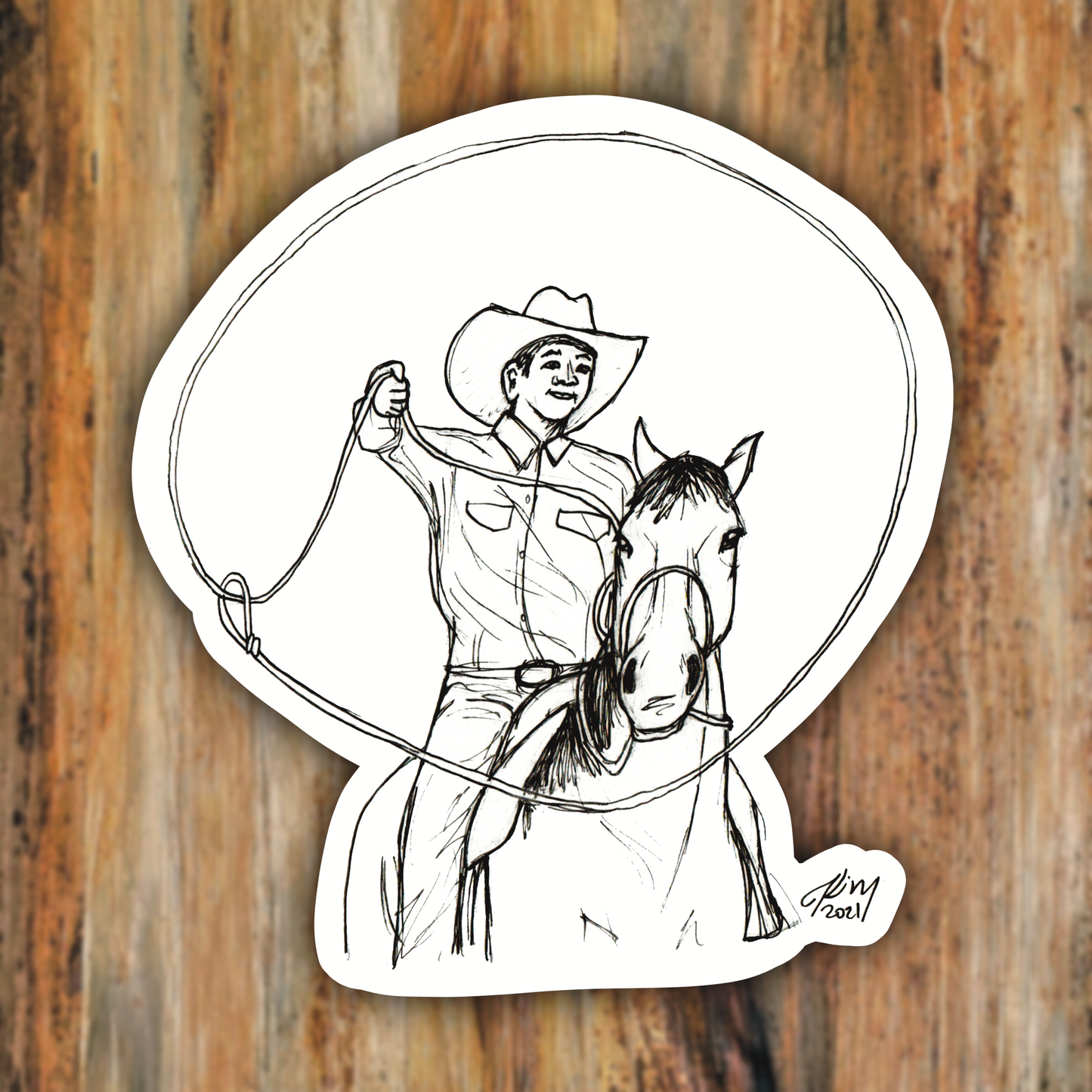 Lasso Cowboy Horse Vinyl Sticker