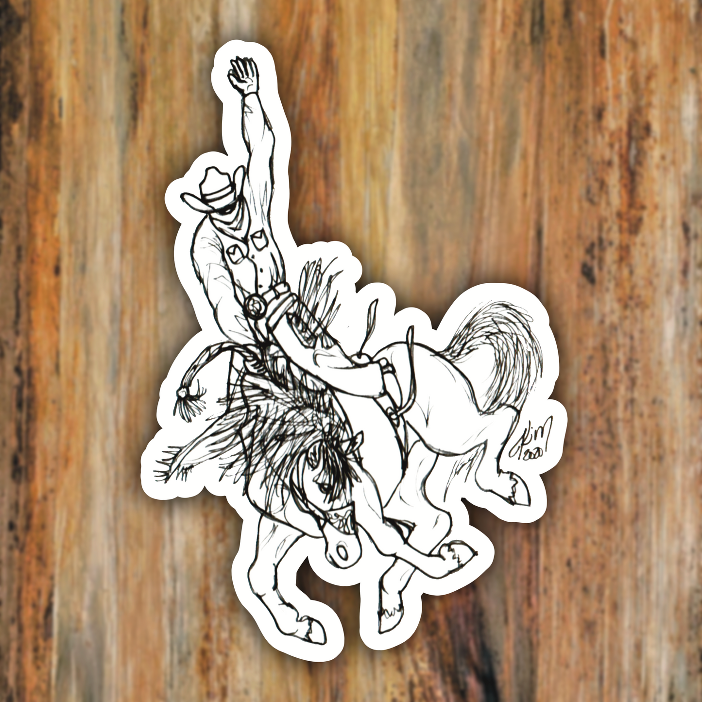 Bucking Bronc Rider Horse Vinyl Sticker
