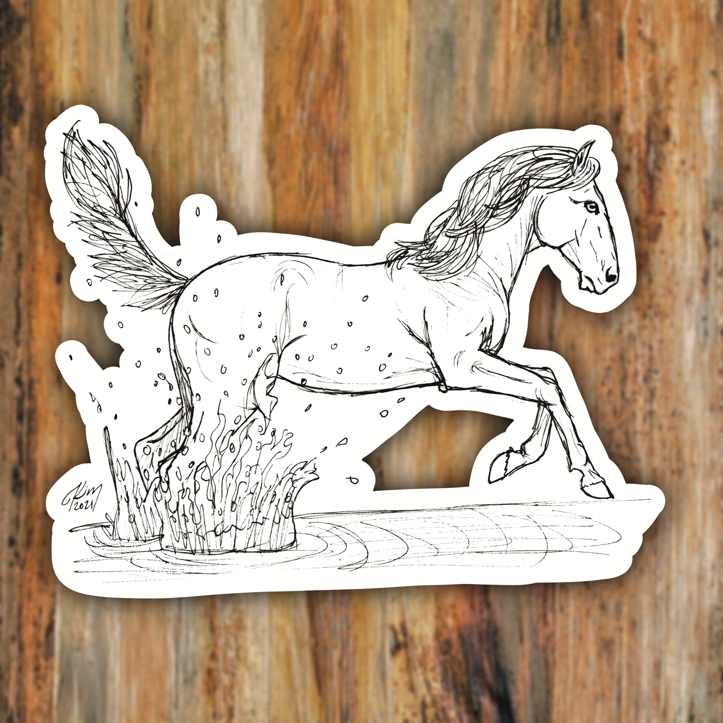 Splash Horse Running Through Water Vinyl Sticker