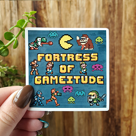Fortress of Gameitude 18 bit Vintage Games OG Art Vinyl Sticker